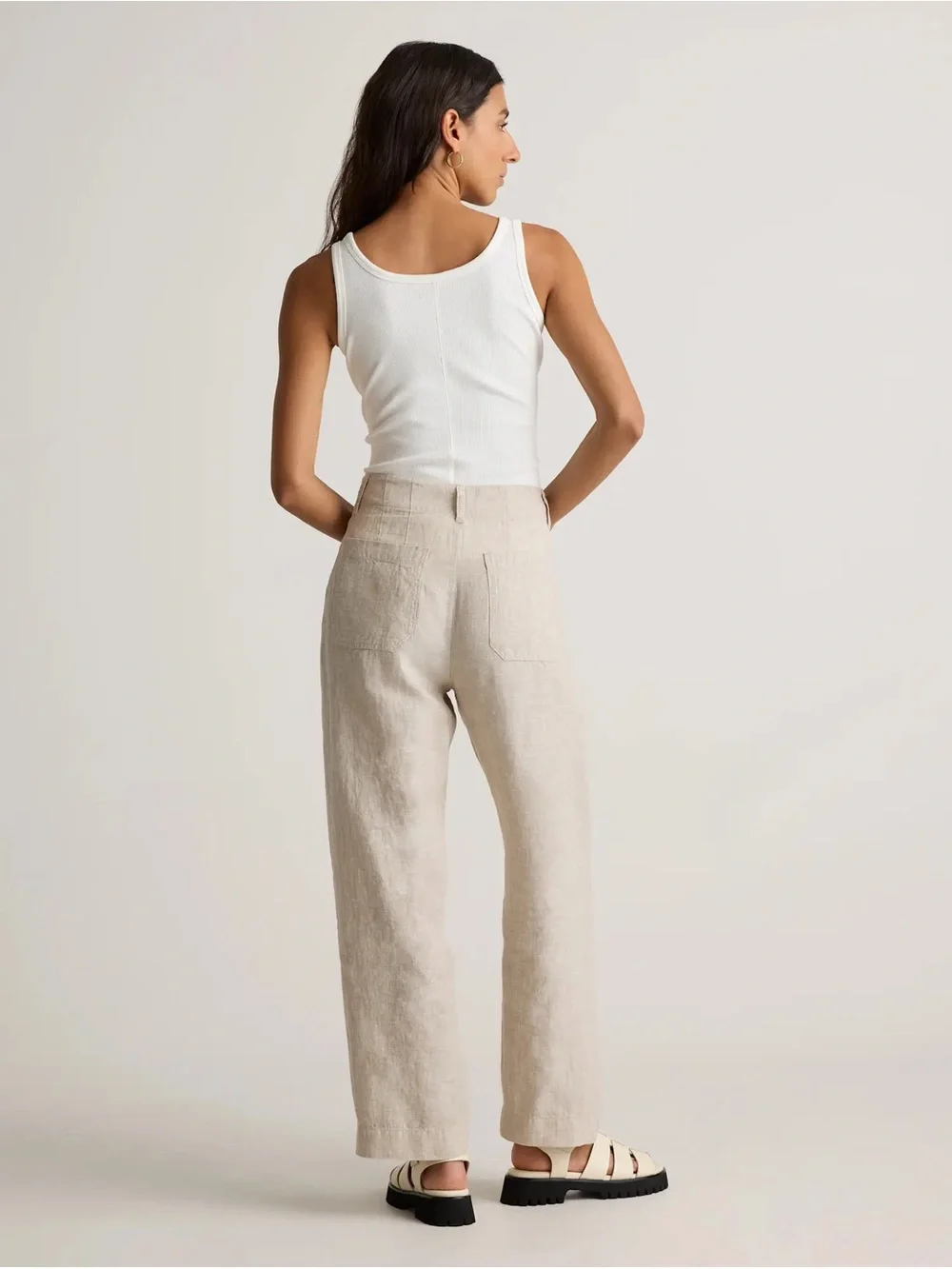 Quince 100% European Linen Wide Leg Pants Flax 14 NWOT